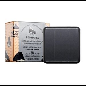 2/14$ New 🫐 Sephora All Over Solid Body & Face Cleanser Charcoal Soap 75 g